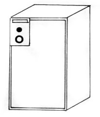 A simple line drawing of the Hypnotech 8 watt BEEP amp. A tall rectangular box with some controls at the top left hand corner of the unit.